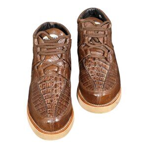 Wild West Cognac Caiman Genuine Exotic Skin Brown Leather Shoes Men's Size 10